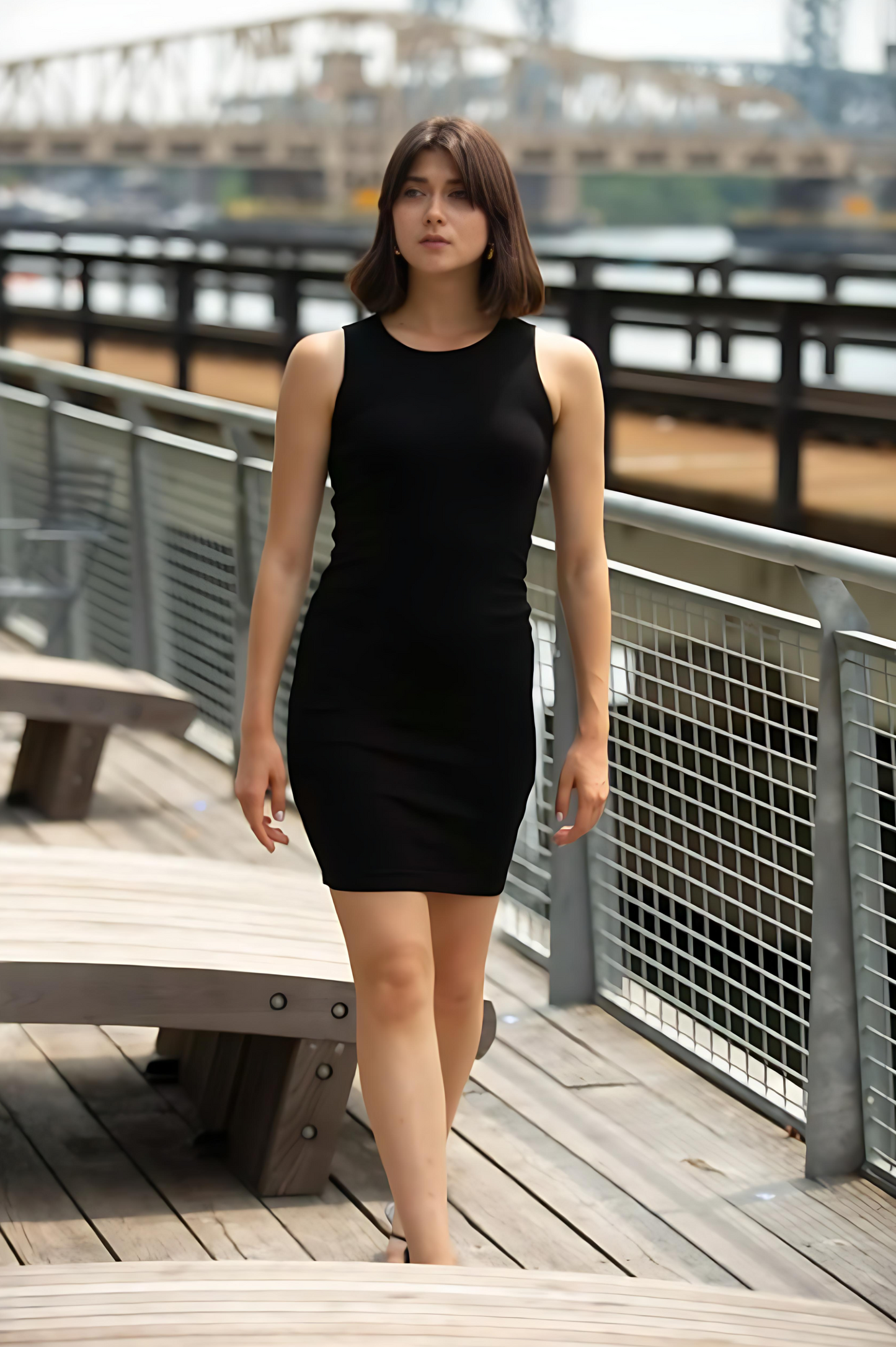 The Ribbed Tank Dress - Black