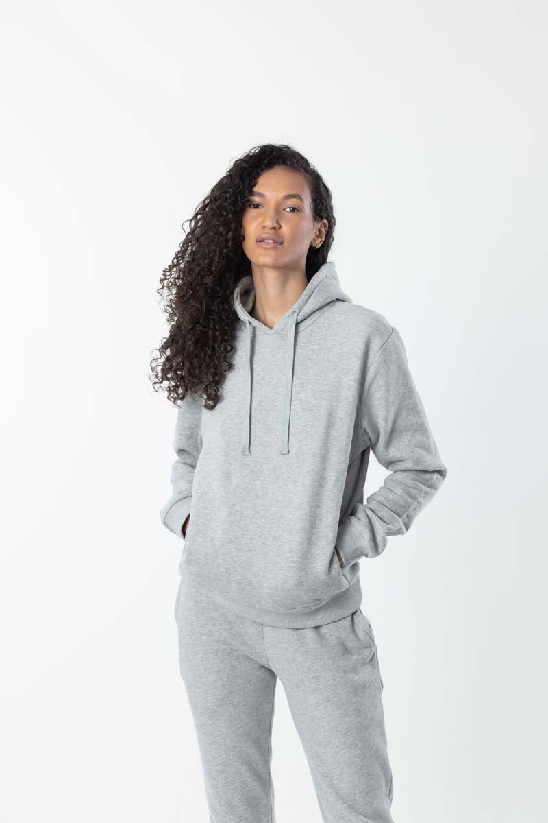 Grey Cotton Hoodie Women