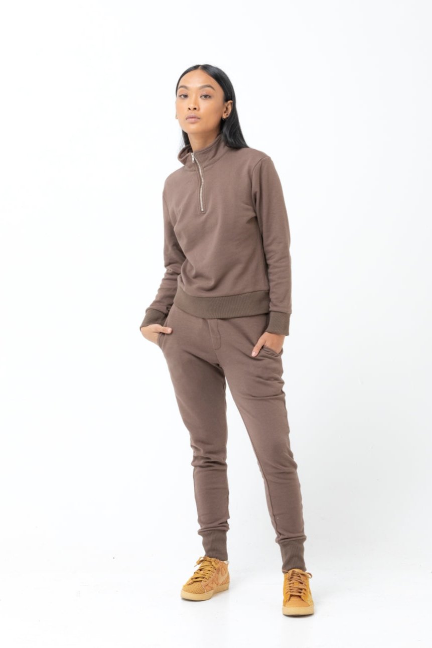 Zip Sweatshirt in Mocha