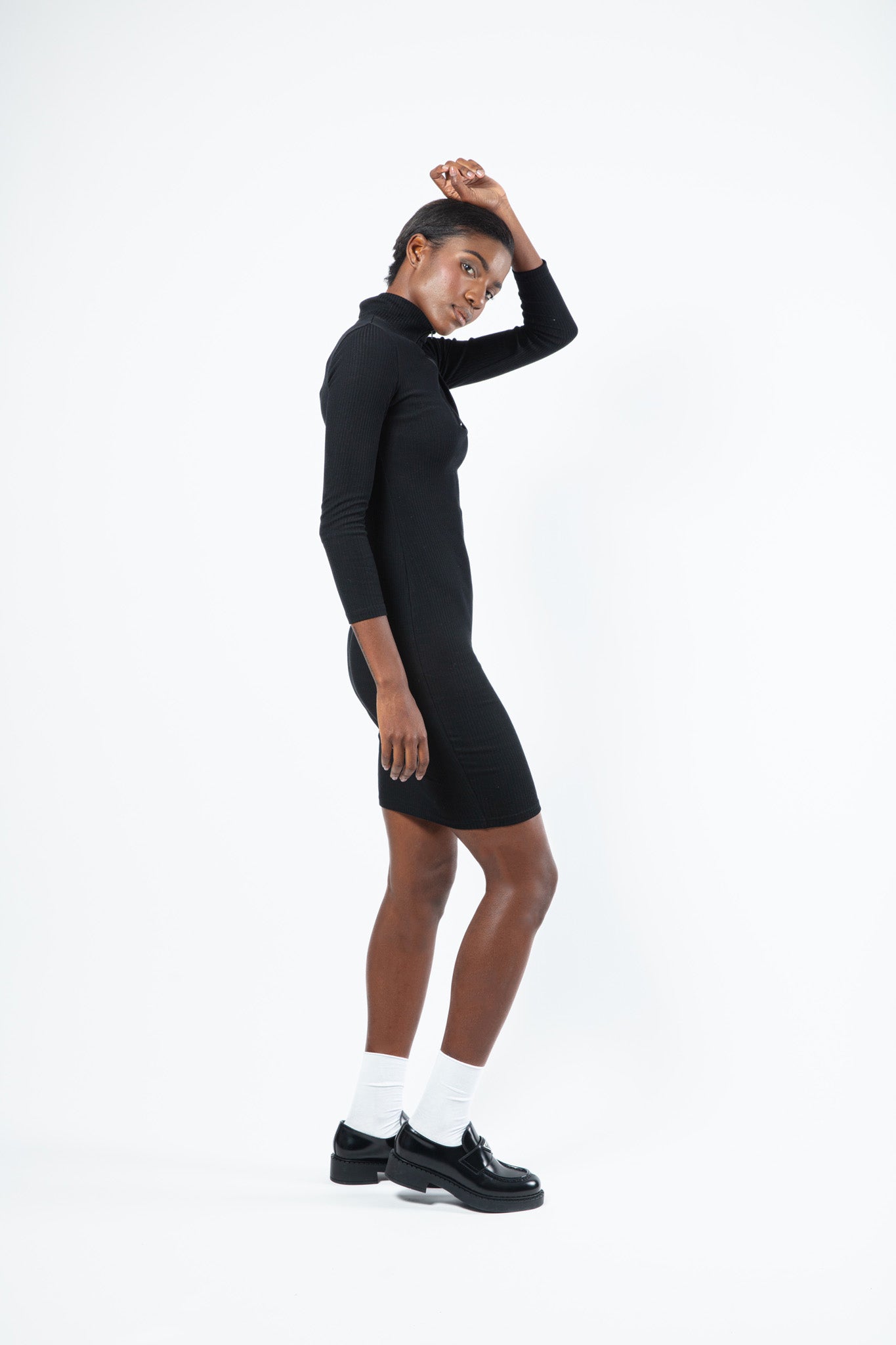 Ribbed Dress in Black