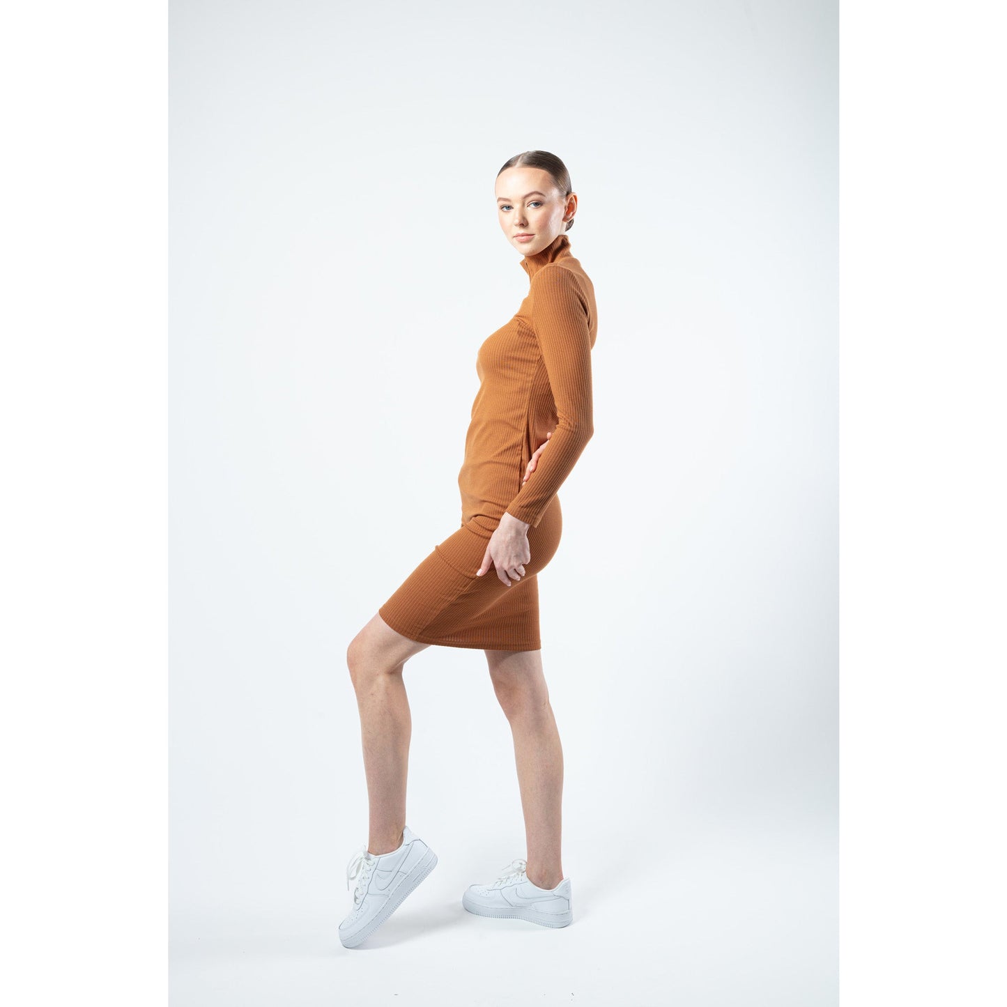 Zip Dress in Caramel