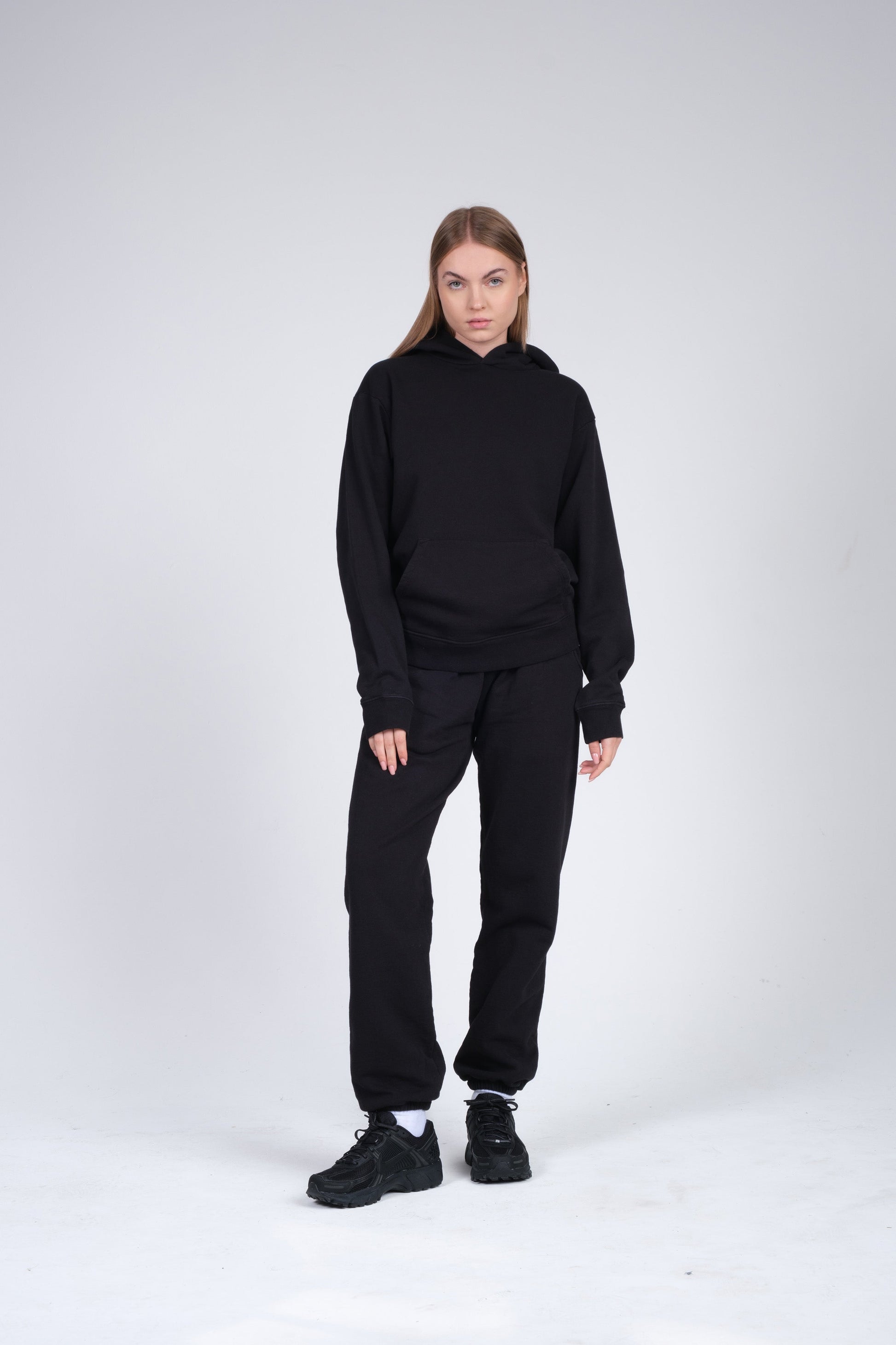 Black Sweatsuit - Oversized Hoodie and Sweatpant for Women