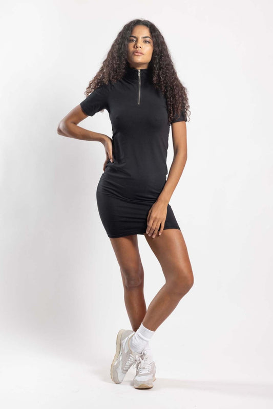Black Half Zip Dress