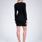 Mesh dress in black for women with long sleeves