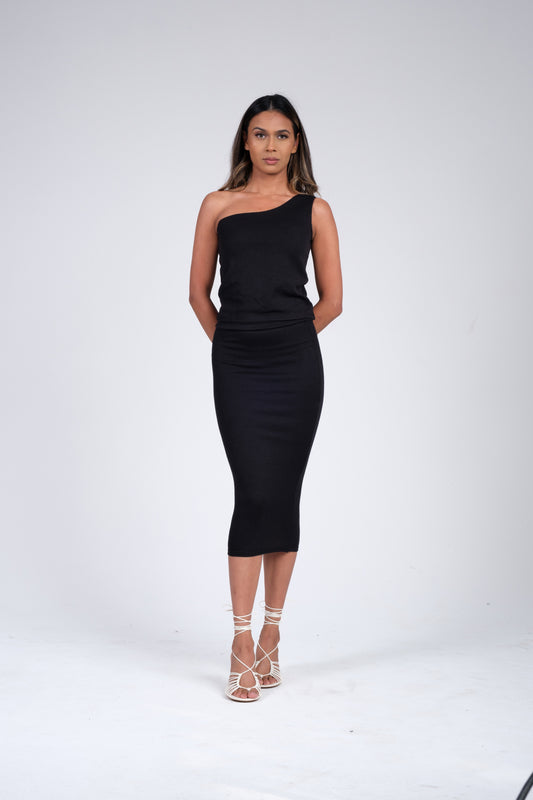 Ribbed Skirt Black