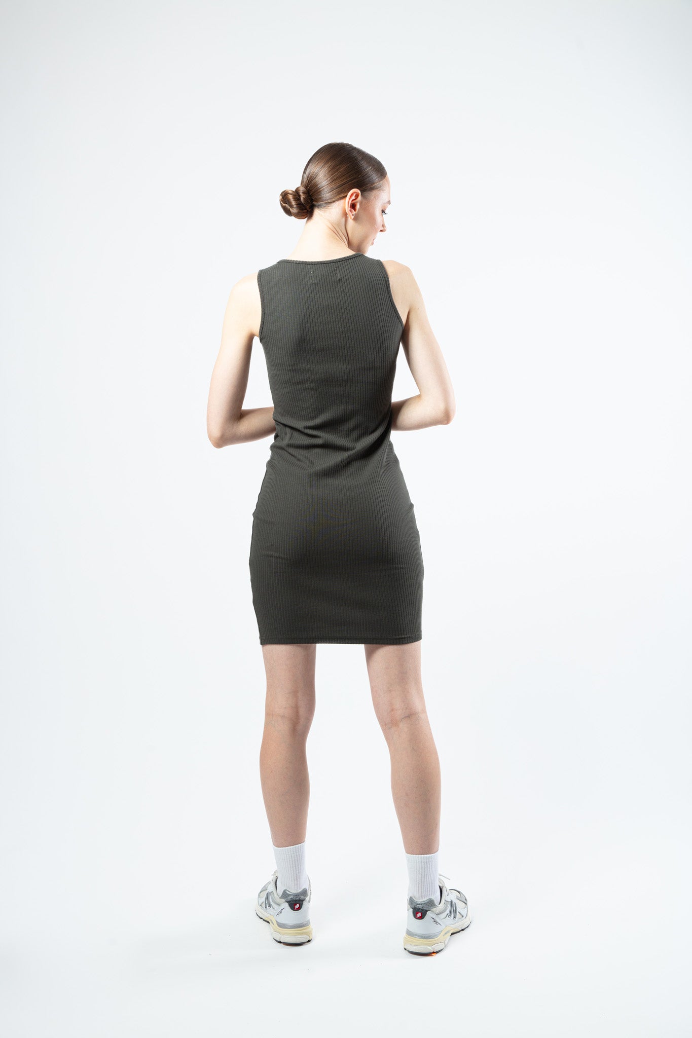 Back view of our tank dress in olive