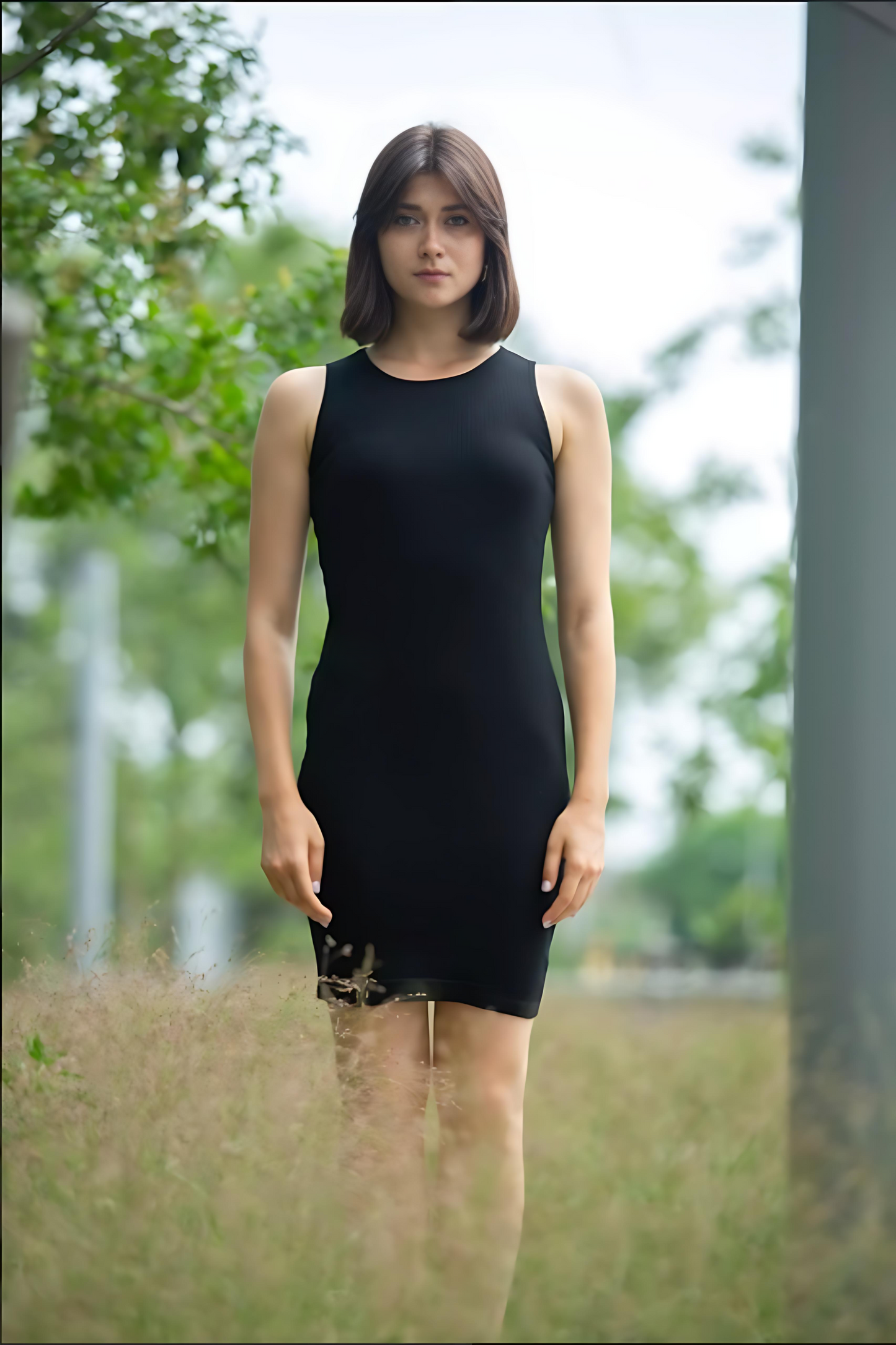 The Ribbed Tank Dress - Black