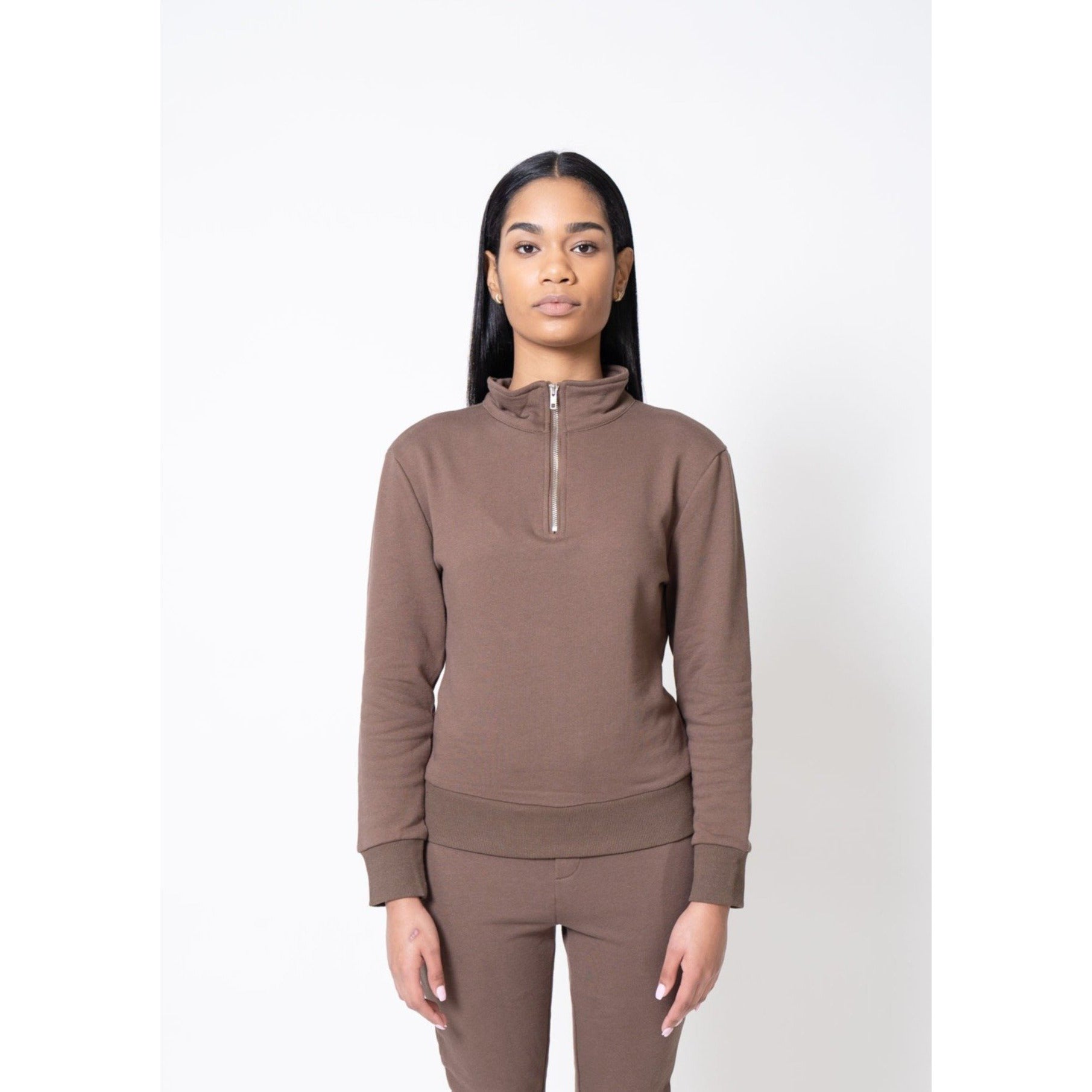 Half Zip Sweatshirt - Mocha