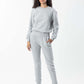 Women’s brushed cotton French terry crewneck sweatshirt in grey