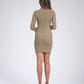 Mesh dress in olive green for women with long sleeves